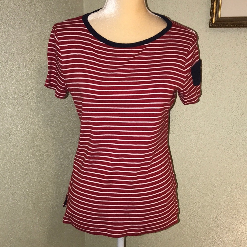 Ralph Lauren Red & White Striped Tee Size Large